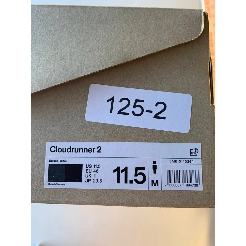 On Cloudrunner 2 Mens 11.5 Eclipse Black‎ Running Shoes Sneakers 3ME10140264 NEW